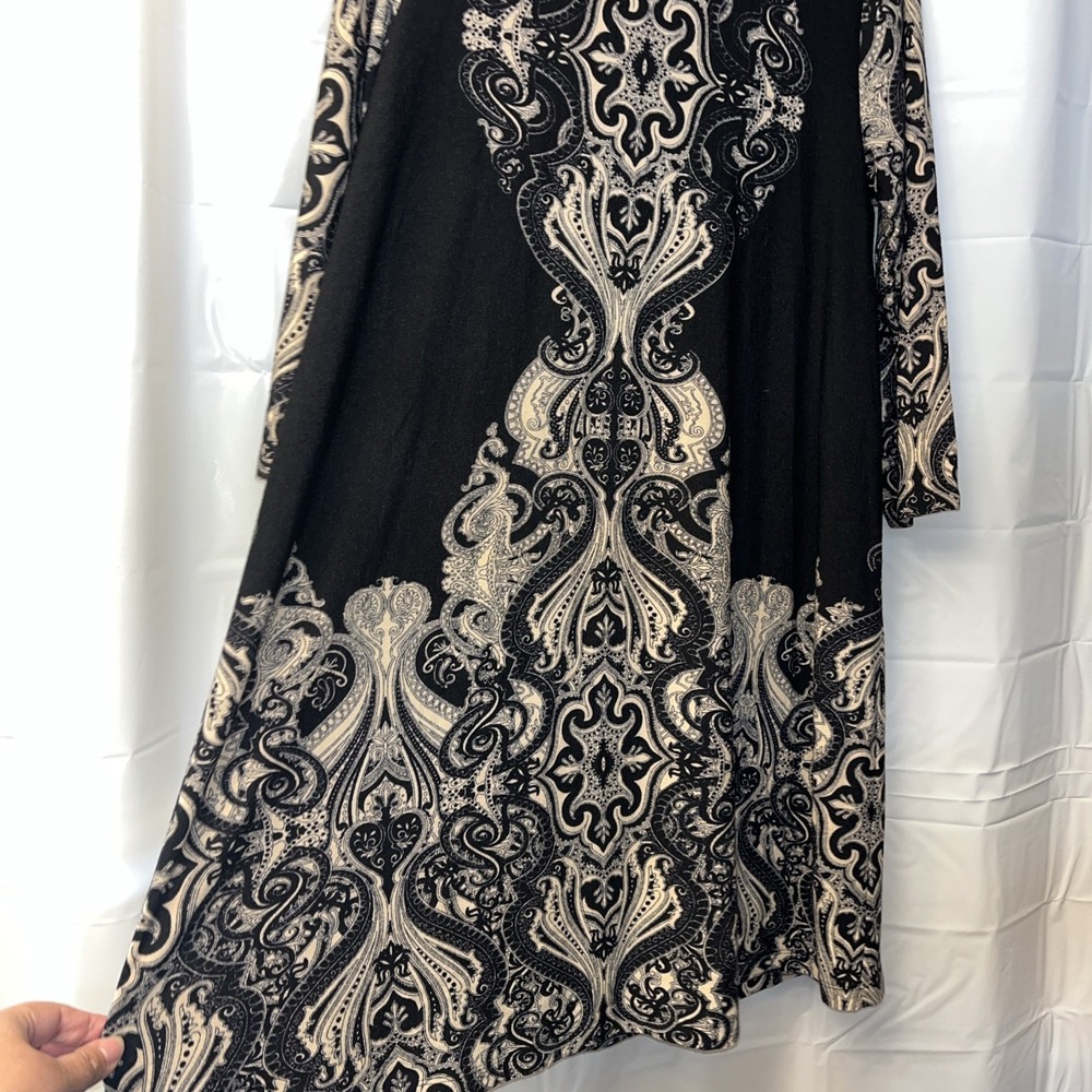 Ronnie Nicole Women's Dress Long Sleeve Sz 12 Black & Taupe Paisley Lined NWT - Picture 6 of 12